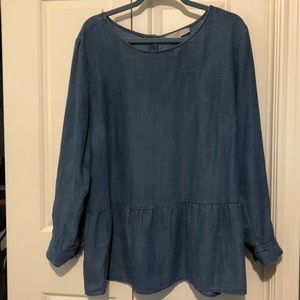 LOFT Chambray Peplum Blouse